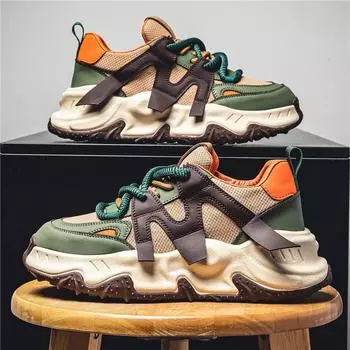 Мужская обувь, новинка 2024 года, летняя сетчатая дышащая спортивная и повседневная обувь для подростков, обувь для пожилых людей на толстой подошве с завышенной подошвой 39