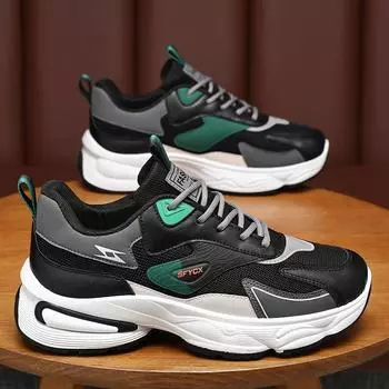 Мужская обувь, новинка 2024 года, летняя спортивная обувь на толстой подошве с вращающейся пряжкой, мужская обувь для папы, популярные кроссовки 39 чёрный
