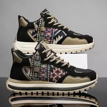 Мужская обувь, новинка 2024 года, осень-зима, ретро, британский стиль, тренд, универсальная, на толстой подошве, износостойкая, мужская, повседневная, спортивная, для папы 39 бежевый