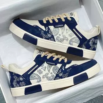 Мужская обувь. Новинка 2024 года. Туфли с цветком кешью. Весенние парусиновые спортивные туфли. 39