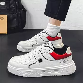 Мужская обувь, новинка 2024 года, весенние Нескользящие повседневные маленькие белые туфли на толстой подошве, кожаные непромокаемые кроссовки 39