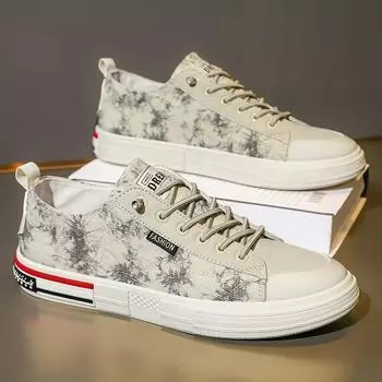 Мужская обувь, новинка 2024 года, весенняя мужская повседневная кожаная обувь, корейская модная универсальная спортивная модная обувь 39 чёрный