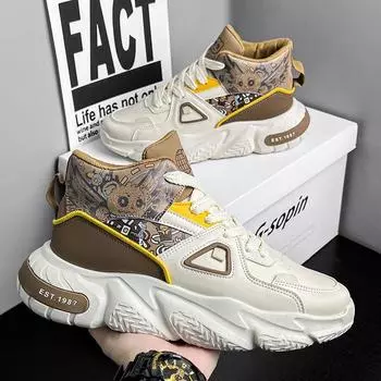 Мужская обувь, новинка 2024 года, весенняя новая обувь для студентов, модная повседневная обувь для студентов, нескользящая спортивная обувь для бега на толстой подошве 39