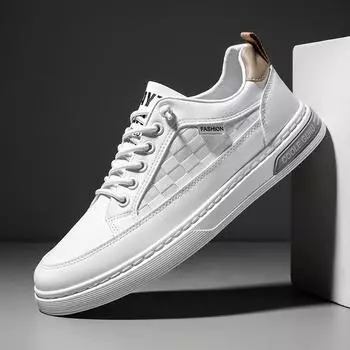 Мужская обувь. Новинка весны 2023 года. Мужские повседневные кожаные туфли. Все подходят для движения, чтобы увеличить прилив. Мужские маленькие белые туфли. Туфли для досок. 39