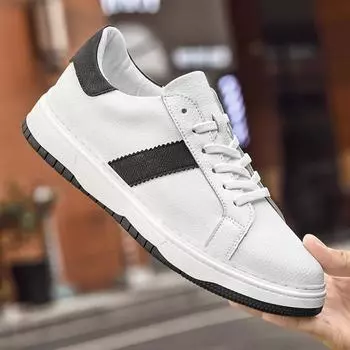 Мужская обувь, новое поступление, мужские кроссовки для ходьбы, дышащие кроссовки для активного отдыха, высококачественные мужские туфли для скейтбординга из натуральной кожи, мужские туфли на плоской подошве 38 чёрный