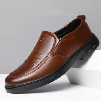 Мужская обувь, новые деловые кожаные туфли, обувь с липкой поверхностью, модная универсальная повседневная обувь с подошвой из ЭВА, модная обувь для внешней торговли 38 чёрный