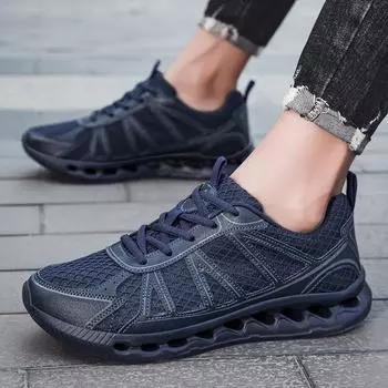 Мужская обувь, новые дышащие модные кроссовки на шнуровке, мужские удобные спортивные кроссовки для бега на открытом воздухе 39 синий