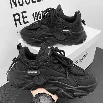 Мужская обувь, новые дышащие сетчатые туфли, мужская корейская версия, модные кроссовки на платформе, повседневная обувь для папы, мужская 39