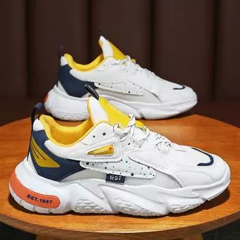 Мужская обувь, новые дышащие сетчатые туфли, мужские трендовые универсальные маленькие белые туфли, спортивная обувь на толстой подошве, повседневные туфли для папы 40