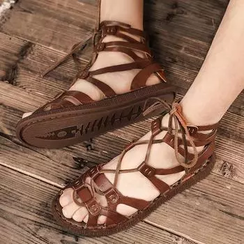Мужская обувь, новые летние сандалии ручной работы, дышащие сандалии из натуральной кожи, мягкая уличная пляжная римская мужская повседневная обувь 38