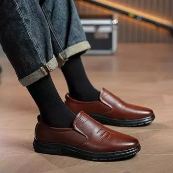 Мужская обувь, новые модные туфли на платформе, деловые, повседневные, кожаные туфли, дышащие, удобные, ленивые, с одной педалью, мужские кожаные туфли 39