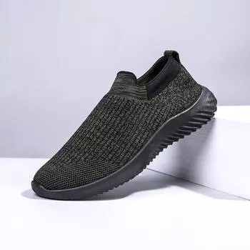 Мужская обувь Новые однотонные носки Весенний тренд Дышащие кроссовки для бега Сетка Большие размеры Мужская спортивная обувь 39 зелёный