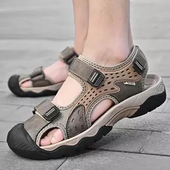Мужская обувь, новые сандалии с мешком на голове, дышащая сетчатая пляжная обувь для спорта на открытом воздухе и отдыха, обувь больших размеров 38