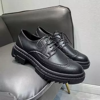 Мужская обувь Новые туфли Groom Martin Мужские низкие туфли в британском стиле в стиле ретро повседневные кожаные туфли 6205-T 38 чёрный