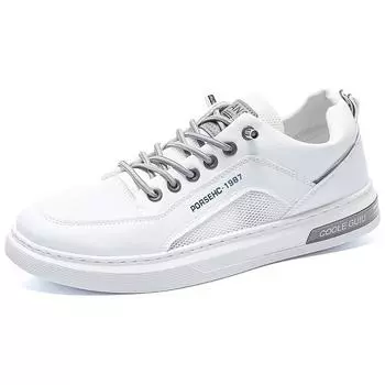 Мужская обувь, новые весенние и летние дышащие сетчатые кроссовки, повседневная легкая модная обувь, универсальные трендовые студенческие белые туфли 39 белый