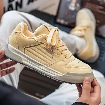 Мужская обувь, обувь для хлеба, мужская новинка 2025 года, весна и осень, популярная мужская повседневная спортивная обувь, кожаная поверхность, универсальная обувь для доски, мужская 39