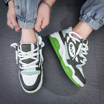 Мужская обувь, обувь для хлеба с мягкой подошвой, повседневные спортивные туфли на толстой подошве 35 зелёный