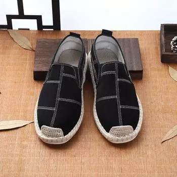 Мужская обувь, одна нога на старой пекинской тканевой обуви, ленивая дышащая парусиновая обувь, обувь-бини 39