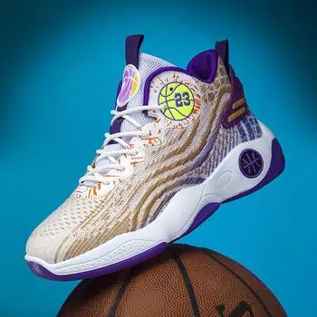 Мужская обувь осень 2024 дышащая новая модная обувь для мальчиков мужская повседневная студенческая спортивная обувь сетчатая баскетбольная обувь 39 фиолетовый