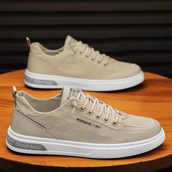 Мужская обувь осень 2024 года, дышащая, новая, тонкая, дезодорирующая, спортивная и для отдыха, парусиновая, с одной педалью, плоская обувь, рабочая обувь 39 серый