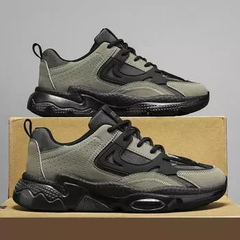 Мужская обувь осень 2024 года, дышащая, новая, молодежная, спортивная, для отдыха, для бега, с воздушной подушкой, амортизирующая, сетчатая, на толстой подошве, папины туфли 39