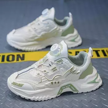 Мужская обувь осень 2024 года, новая сетчатая вращающаяся пряжка, молодежная спортивная обувь для отдыха и бега, повышающая устойчивость, нескользящая, модная обувь для пап 39