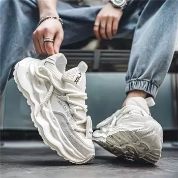 Мужская обувь осень 2025 года, новые кроссовки с толстой подошвой и дышащей сеткой, повседневные спортивные кроссовки для бега, универсальные модные туфли для папы 39