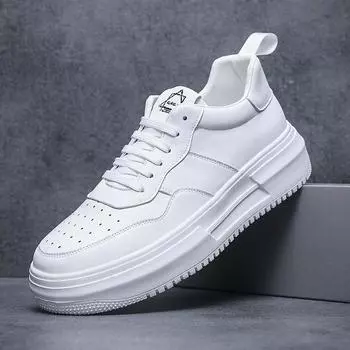 Мужская обувь осень 2025 простые мужские туфли Air Force, нишевая обувь для доски, черно-белая, приливная, платформа, личность, универсальная обувь, пятно 38 белый