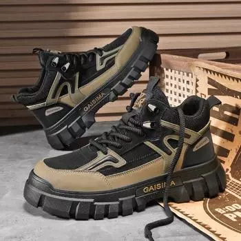 Мужская обувь осень и зима 2024 года, новая модная обувь с защитой труда, мужская обувь с толстой подошвой, нескользящая и износостойкая, для занятий спортом на открытом воздухе, ботинки Martin 39