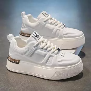 Мужская обувь осень и зима 2024 новая корейская версия молодежная спортивная и повседневная увеличивающая рост нишевый тренд универсальные маленькие белые кеды 39