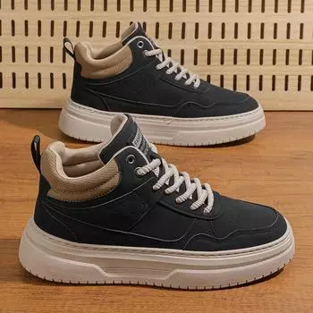 Мужская обувь Осень и Зима Кожаная вставка Платформа Увеличение роста Кеды Мода Досуг Работа На шнуровке Спортивная обувь 39