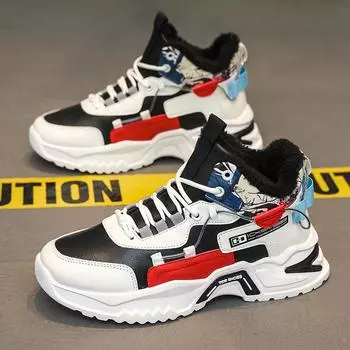 Мужская обувь осень и зима новые бархатные туфли на платформе для пап модная спортивная обувь для отдыха на открытом воздухе модная теплая повседневная обувь может быть 39