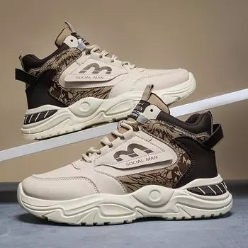 Мужская обувь осень новая мужская кожаная обувь для отдыха на открытом воздухе средней высоты спортивная обувь на платформе универсальная модная обувь 39