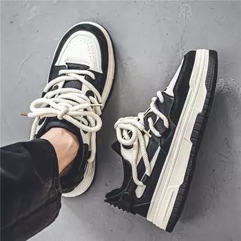 Мужская обувь осень новинка 2024 новый тренд нишевая спортивная обувь для отдыха на доске мужская универсальная обувь на платформе bread tide 39 чёрный