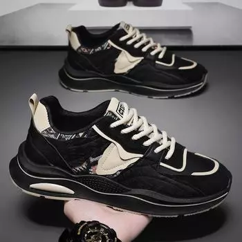 Мужская обувь осень-зима 2025 г. Новые трендовые спортивные повседневные туфли на мягкой подошве для мужчин, увеличивающие рост туфли для пап на толстой подошве для мужчин 39 чёрный