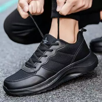 Мужская обувь осень-зима, новая сетчатая мужская обувь большого размера с мягкой подошвой, повседневная мужская обувь, универсальная трендовая мужская спортивная обувь, легкие кроссовки 38 чёрный