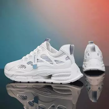 Мужская обувь осень-зима, новая толстая подошва, нескользящая повседневная обувь, универсальная мода, спортивная сетчатая обувь для пап, модные кроссовки для бега 39