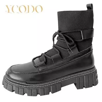 Мужская обувь Осенне-зимняя мода Удобные студенческие кожаные ботинки 44 чёрный