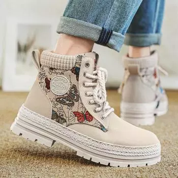 Мужская обувь осенние ботинки Martin новые высокие на платформе для отдыха и спорта увеличивающие рост туфли мужские нескользящие и износостойкие рабочие туфли 39