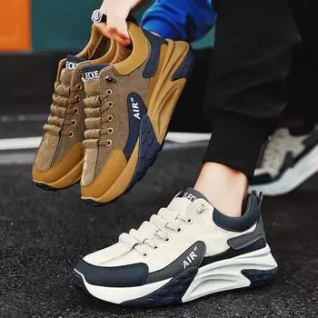 Мужская обувь Осенние мужские кроссовки Высококачественная модная нескользящая уличная повседневная обувь Мужская удобная новая спортивная повседневная универсальная обувь 39 бежевый