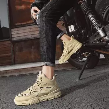 Мужская обувь, осенние новейшие мотоциклетные ботинки с высоким берцем, уличные модные ботильоны на платформе, высококачественные ботильоны, защитная обувь для мужчин 41 серый