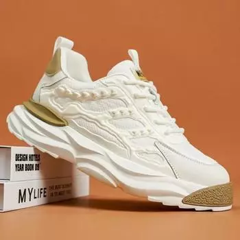 Мужская обувь, осенние новые дышащие туфли Torre, мужские повседневные белые кроссовки с дышащей сеткой на толстой подошве и увеличенной подошвой 39