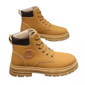 Мужская обувь Осенние новые высокие ботинки Tooling Ботинки в британском стиле Короткие ботинки Универсальные ботинки на платформе Модная обувь 39 чёрный