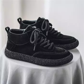 Мужская обувь осенний тренд ретро флип меховые туфли для доски мужские 2024 новая корейская версия универсальная повседневная рабочая обувь для страхования труда 39