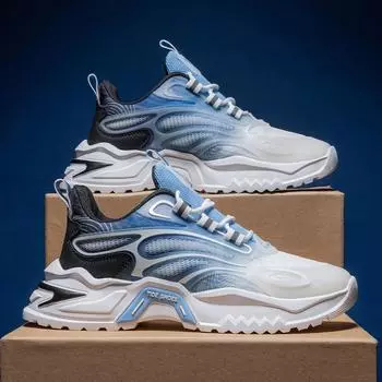 Мужская обувь осенняя дышащая сетчатая мягкая подошва студенческая повседневная спортивная обувь молодежная толстая подошва усиливающая папина модная обувь 39 серый