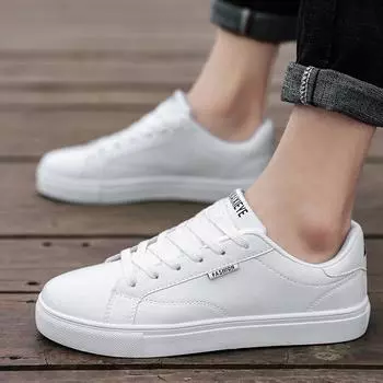 Мужская обувь Осенняя молодежная белая обувь Туфли на пластинах Сотня повседневная кожаная обувь Спортивная маленькая белая обувь 44 синий