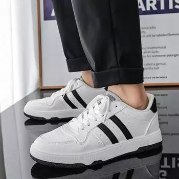 Мужская обувь осенняя мужская обувь модные маленькие белые туфли мужская повседневная обувь для моральной подготовки плоская подошва нишевая оригинальная спортивная модная обувь 39 чёрный