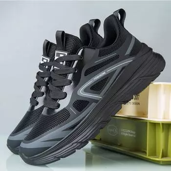 Мужская обувь Осенняя мужская универсальная модная легкая спортивная обувь для бега повседневная обувь для альпинизма походов обувь на толстой подошве 40 чёрный