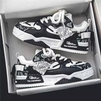 Мужская обувь осенняя национальная тенденция тренд универсальная ниша оригинальная спортивная обувь для отдыха на толстой подошве усиливающая обувь для молодежи 39