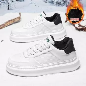 Мужская обувь осенняя повседневная кожаная обувь инструментальная спортивная толстая подошва увеличивающая рост простая шнуровка маленькая белая доска обувь 39